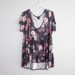 Torrid 2 Hi-Low Babydoll Floral Top
